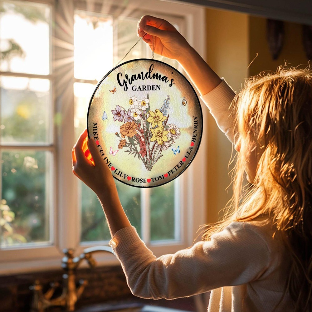 ersonalized Mom's Garden Birth Flower Stained Glass Suncatcher Mother's Day Gift FHC51063