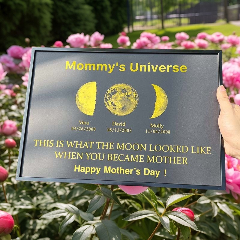 Custom Mommy's Universe Moon Phase Print Frame With Kids Names Unique Mother's Day Gifts FHC51085