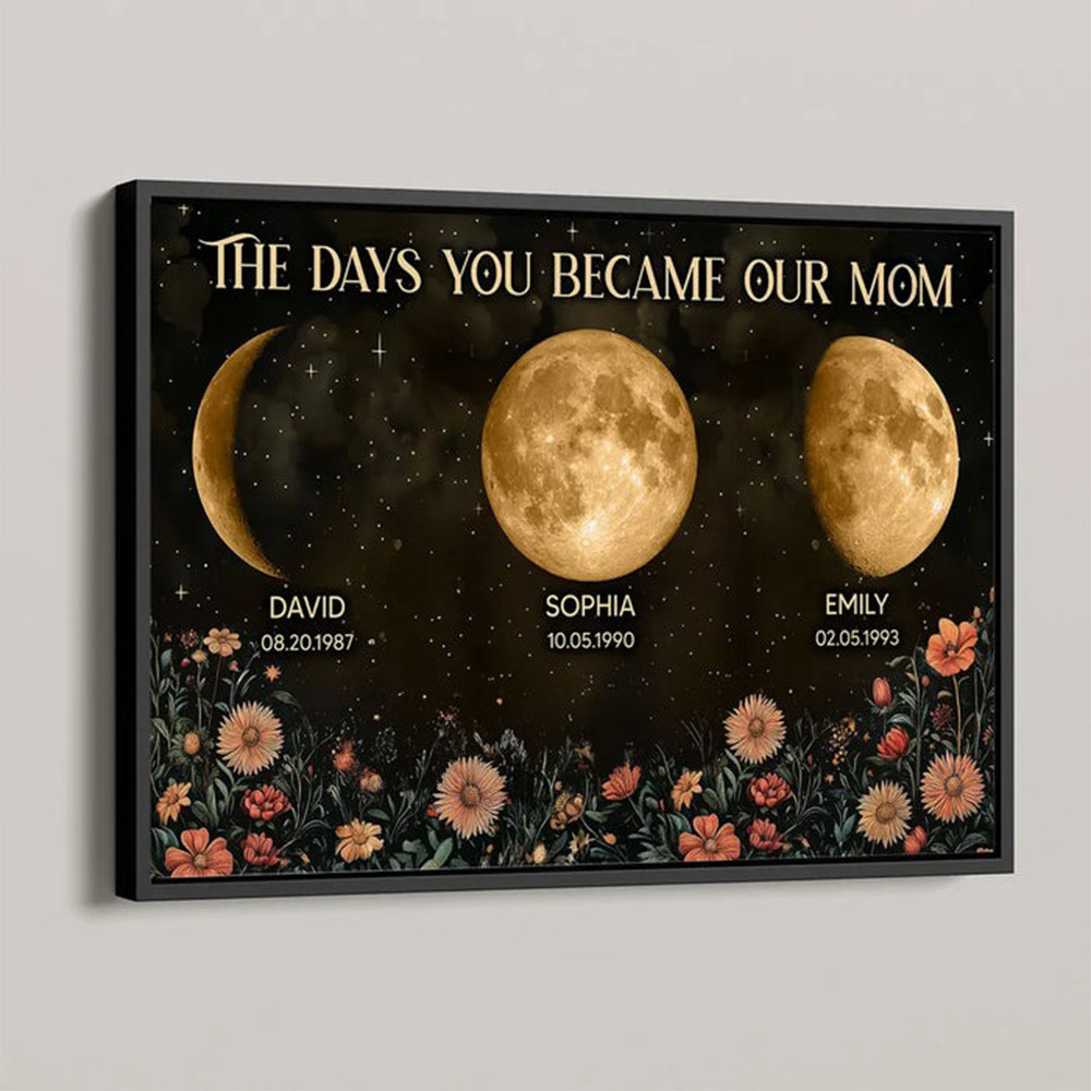 Custom Birth Moon Phase Personalized Poster Vintage Flowers,Heartfelt 2025 Mother's Day Gift  FHC51032