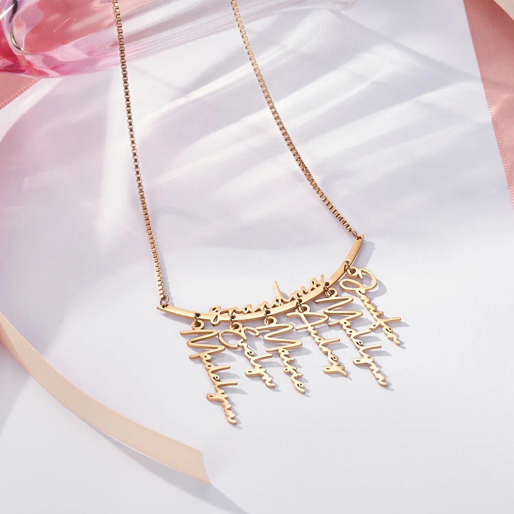 Personalized Names Hanging Family Necklace with 1-7 Names Pendants Birthday Mother's Day Gift for Mother Grandmother  FHC51153