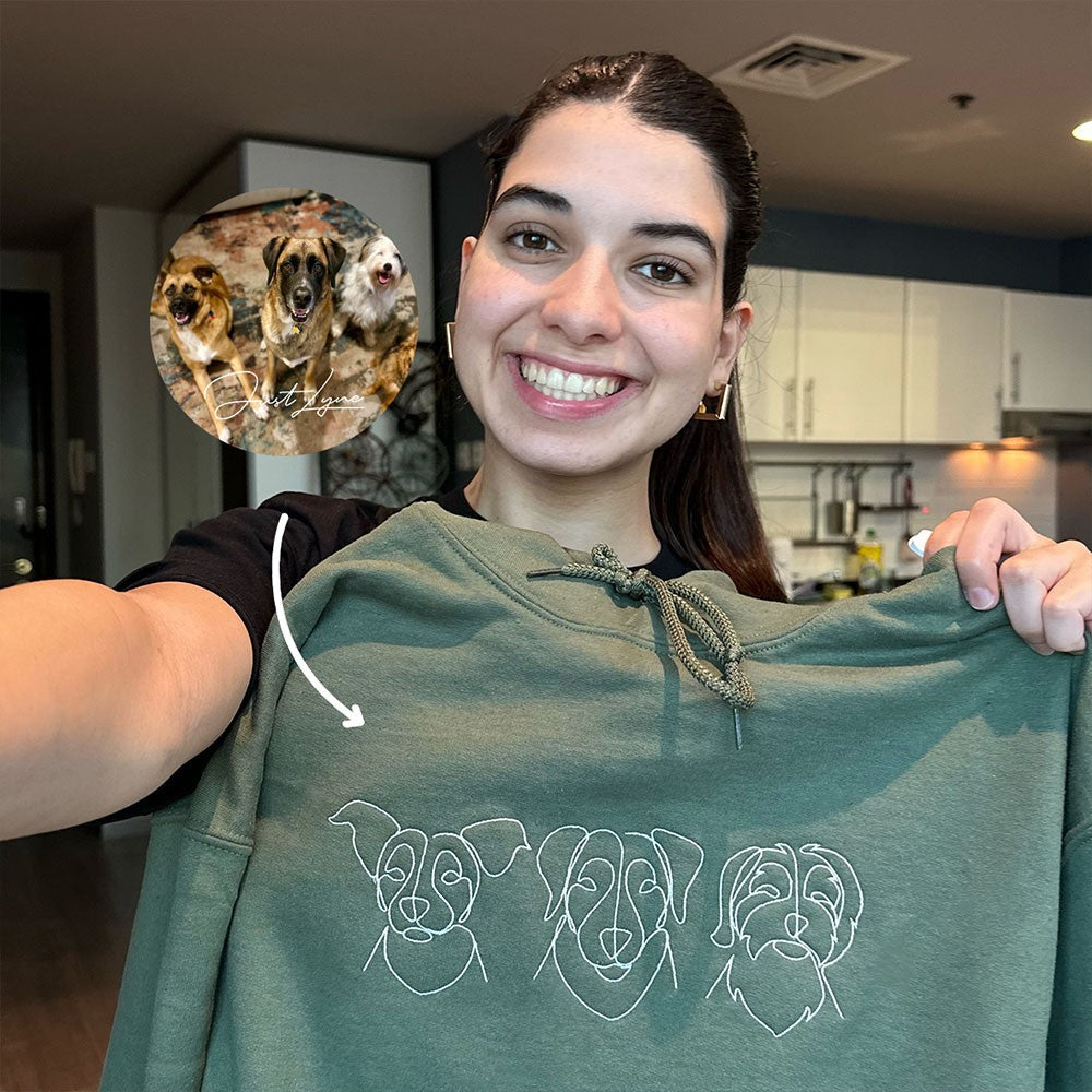 Personalized Embroidered Pet Outline Hoodie