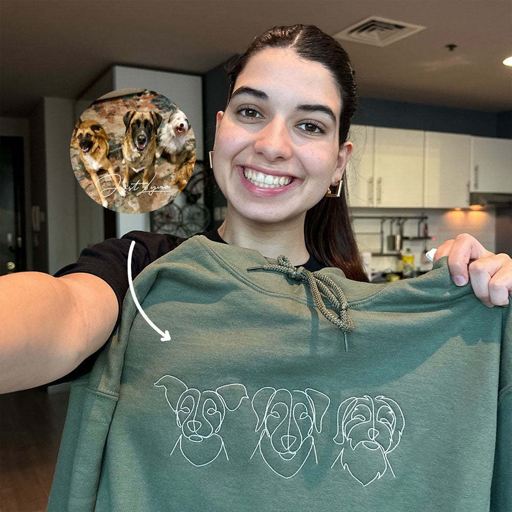 Personalized Embroidered Pet Outline Hoodie