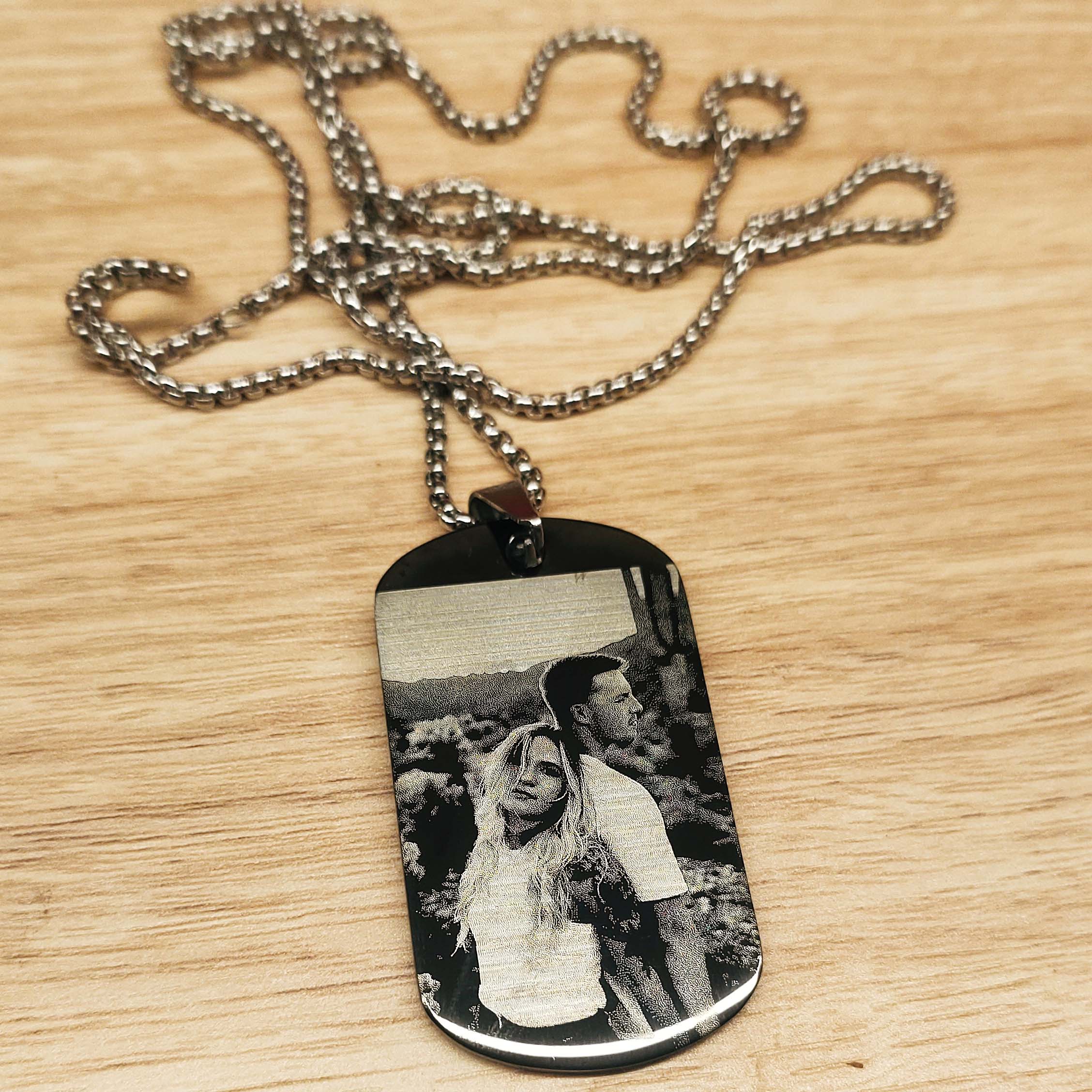 Personalized Picture Necklace for Men Memorial Photo pendant Necklace For Dad Anniversary Gift For Husband