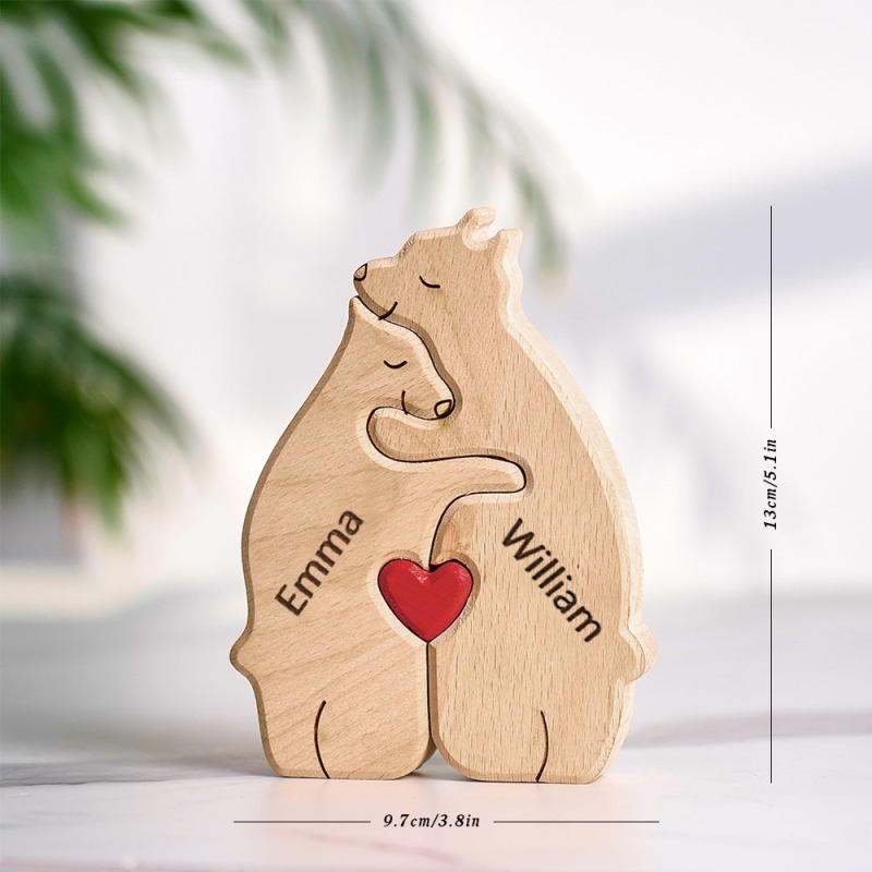 Custom Names Wooden Bear Family Puzzle Home Decor Gifts Personalized Mother's Day Gift For Family FHC51053