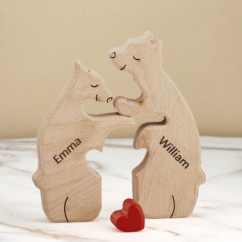 Custom Names Wooden Bear Family Puzzle Home Decor Gifts Personalized Mother's Day Gift For Family FHC51053