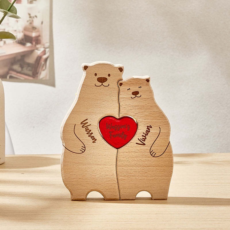 Custom Names Wooden Bear Family Puzzle Home Decor Gifts Personalized Mother's Day Gift For Family FHC51052