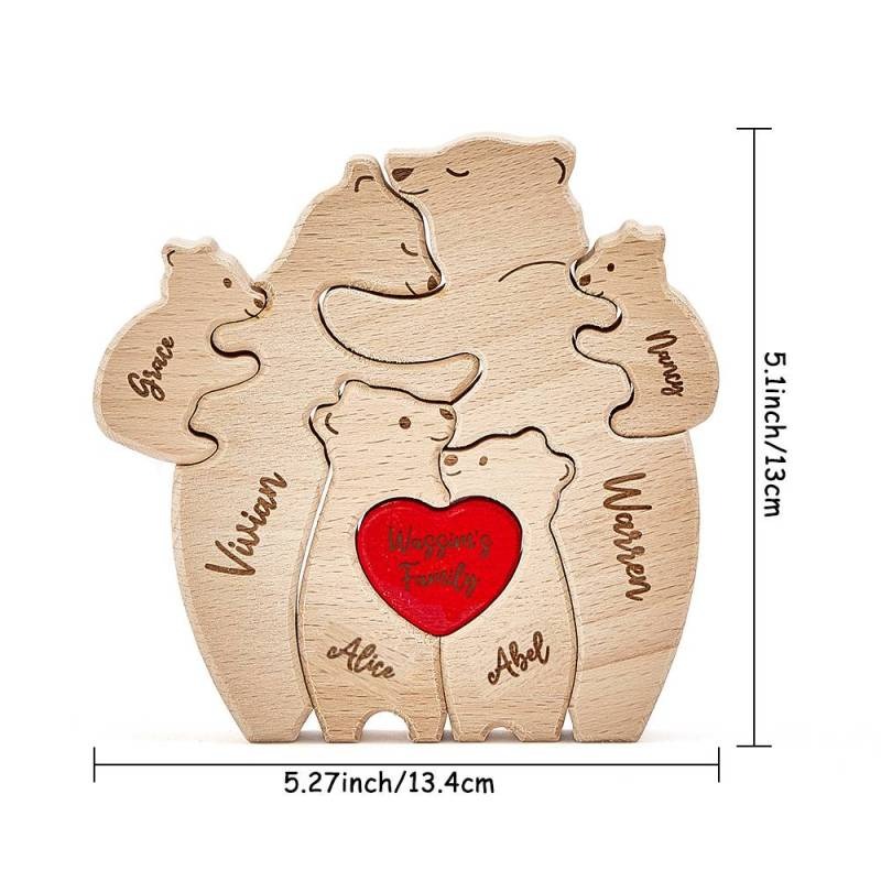 Personalized Wooden Hug Bears Custom Family Member Names Puzzle Home Decor Gifts FHC51056
