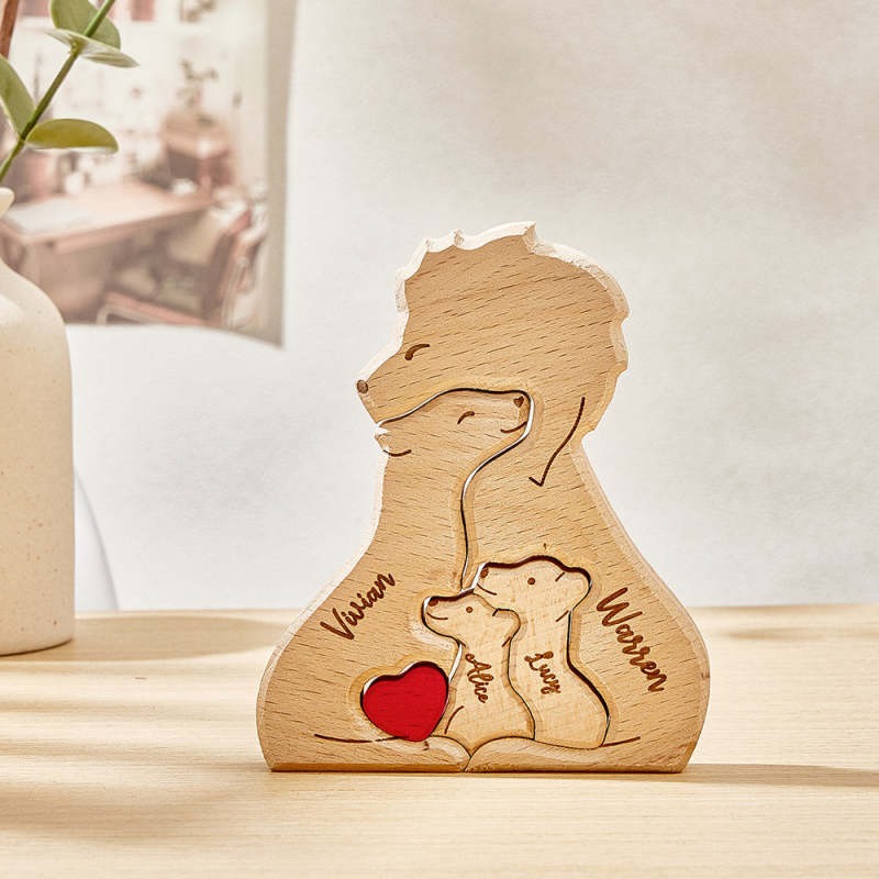 Personalized Wooden Lions Custom Family Member Names Puzzle Home Decor Gifts FHC51055