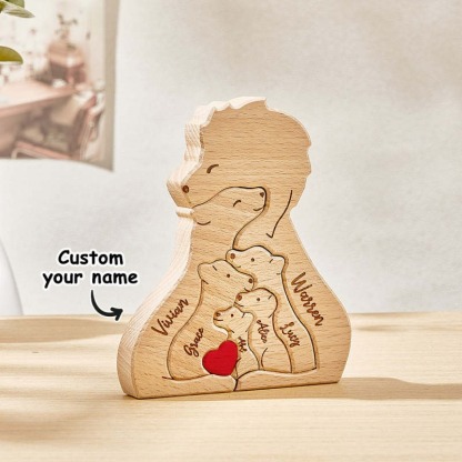 Personalized Wooden Lions Custom Family Member Names Puzzle Home Decor Gifts FHC51055