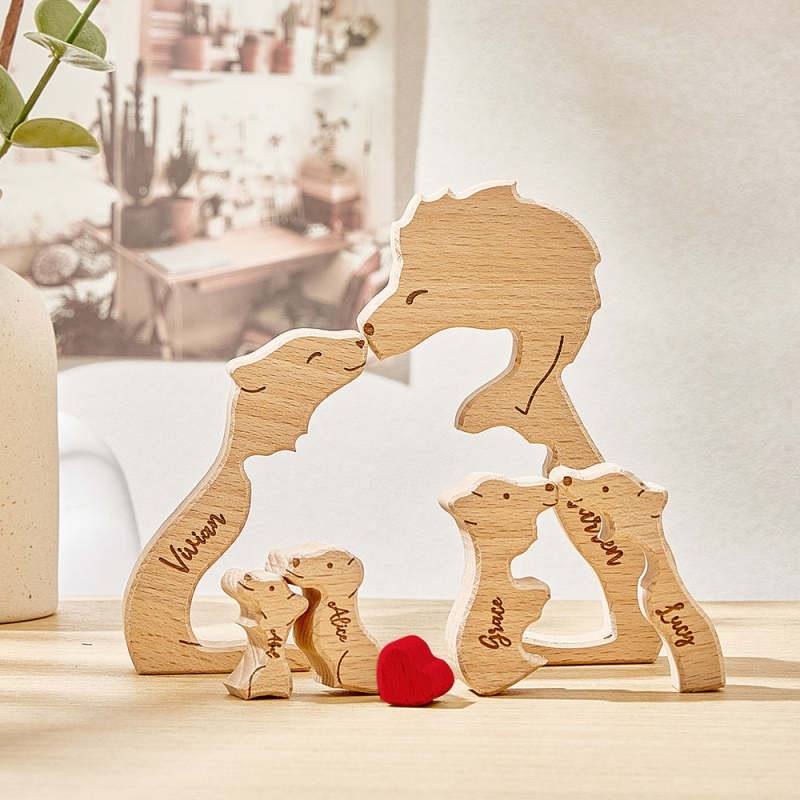 Personalized Wooden Lions Custom Family Member Names Puzzle Home Decor Gifts FHC51055