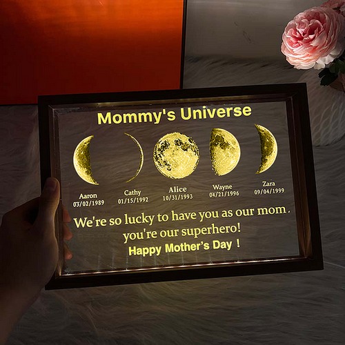 Custom Led Light Frame With Text And Date - Mom's Universe FHC51035