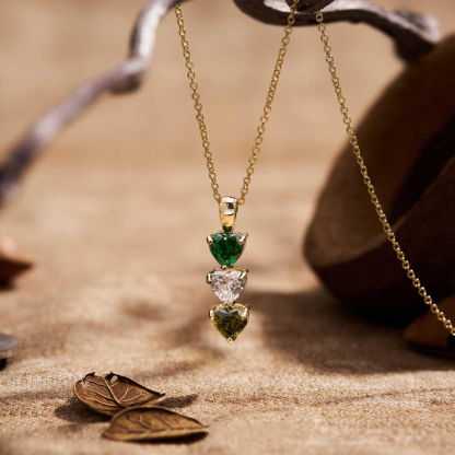 Custom Heart Birthstone Necklace Gift for Mom Mothers Day Gift for Her