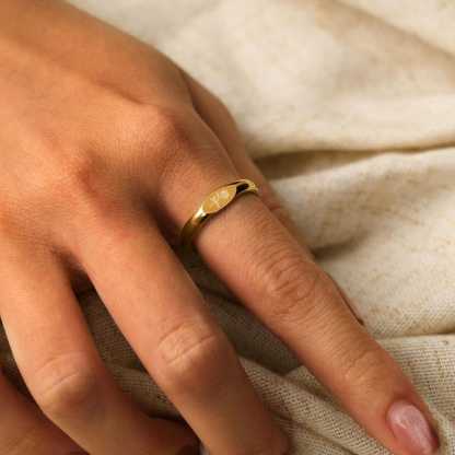 Personalized Birthflower Ring – Dainty Stacking Floral Ring Mother’s Day Gift