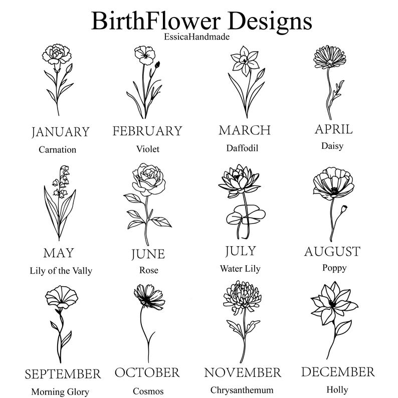 Personalized Birthflower Ring – Dainty Stacking Floral Ring Mother’s Day Gift