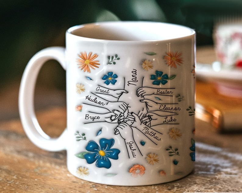 Mama's Holding Hands Hand Mug Personalized Holding Nana's Hand Mug for Mother's Day HCMD0284