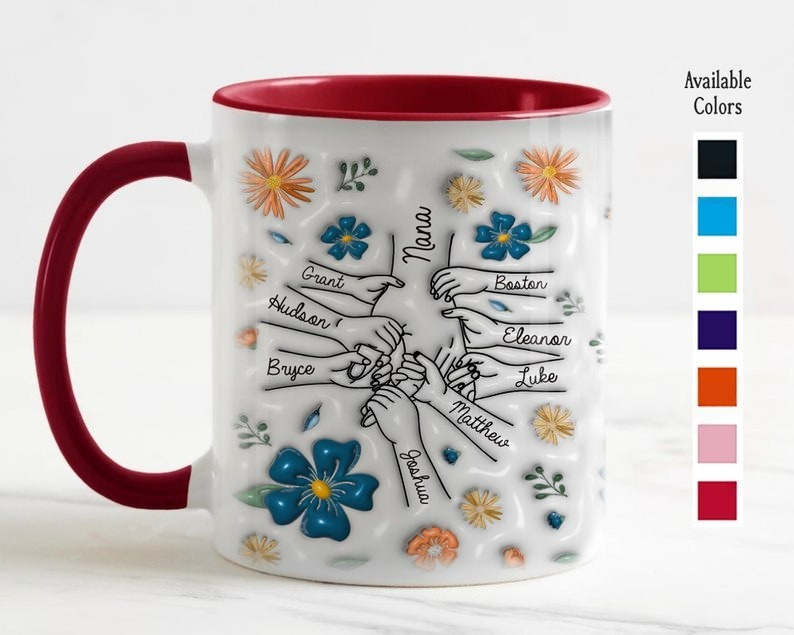 Mama's Holding Hands Hand Mug Personalized Holding Nana's Hand Mug for Mother's Day HCMD0284
