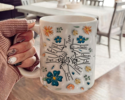 Mama's Holding Hands Hand Mug Personalized Holding Nana's Hand Mug for Mother's Day HCMD0284