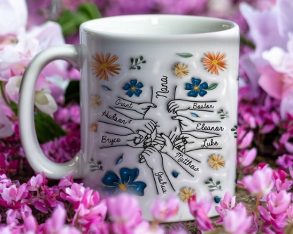 Mama's Holding Hands Hand Mug Personalized Holding Nana's Hand Mug for Mother's Day HCMD0284