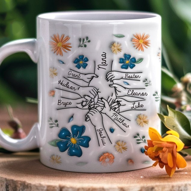 Mama's Holding Hands Hand Mug Personalized Holding Nana's Hand Mug for Mother's Day HCMD0284