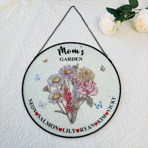 ersonalized Mom's Garden Birth Flower Stained Glass Suncatcher Mother's Day Gift FHC51063