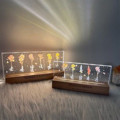 Grandma‘s Garden Birth Month Flowers Personalized Acrylic LED Night Light Mothers Day Gift  FHC51038