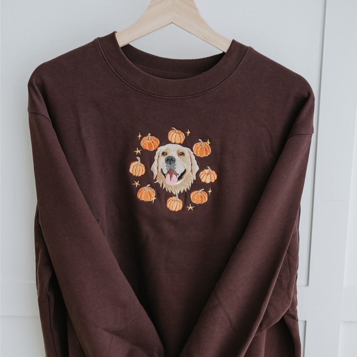 Autumn Design Embroidered Pet Portrait Organic Sweatshirt HET0222H