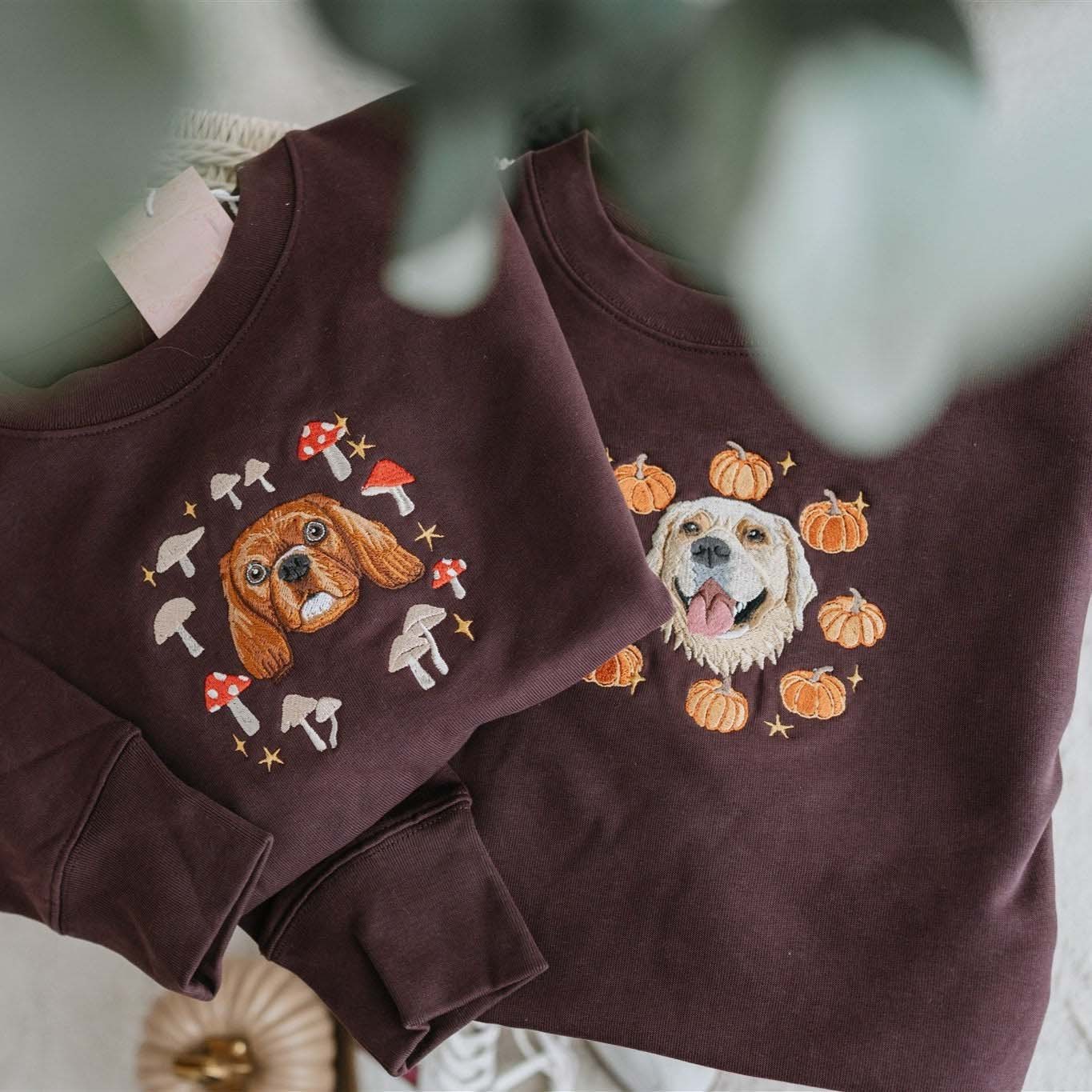 Autumn Design Embroidered Pet Portrait Organic Sweatshirt HET0222H