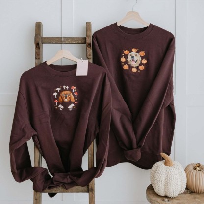 Autumn Design Embroidered Pet Portrait Organic Sweatshirt HET0222H