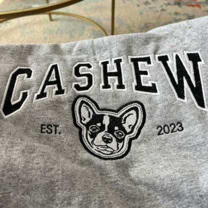 Personalized Embroidered Sweatshirt with Pets Name, Custom Dog Face Hoodie