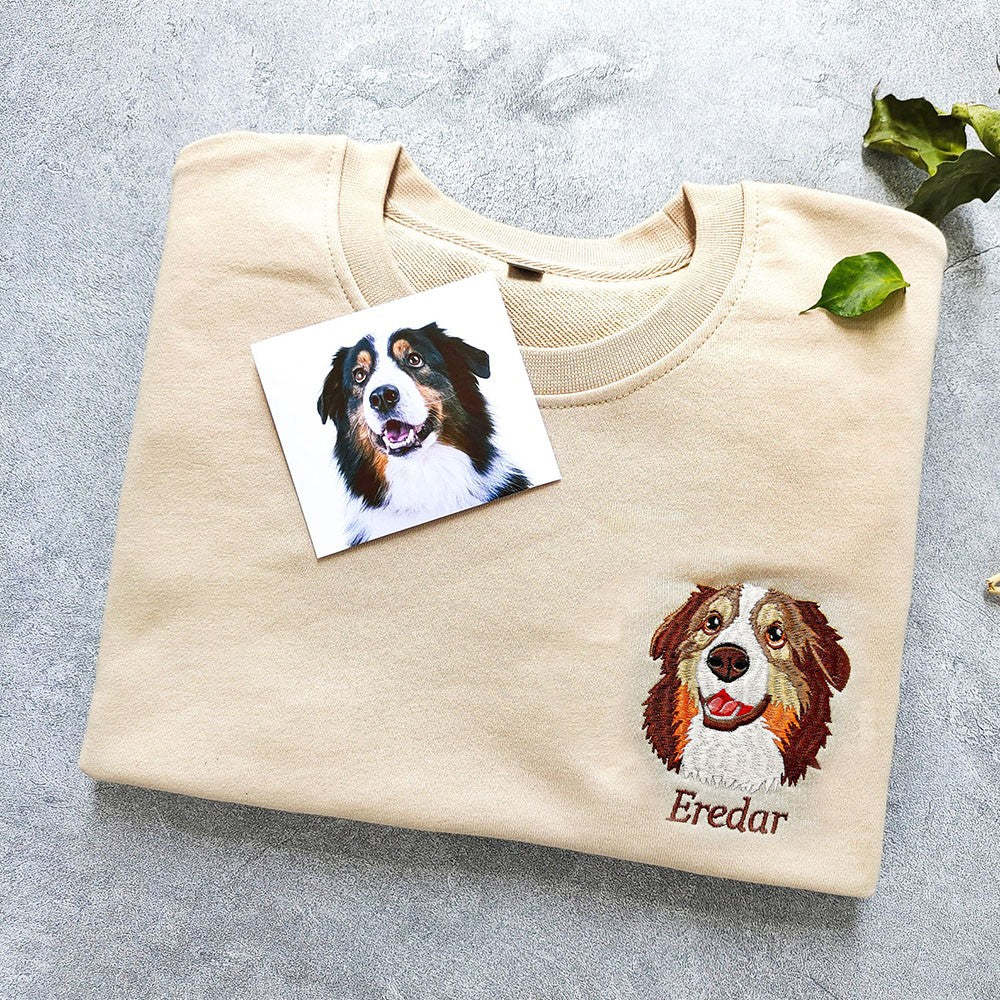 Personalized Pet Face and Name Embroidered Sweatshirt Hoodie