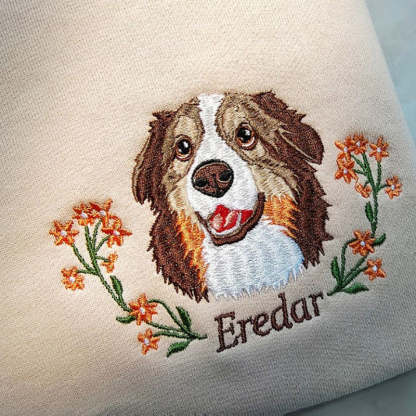 Personalized Pet Face and Name Embroidered Sweatshirt Hoodie