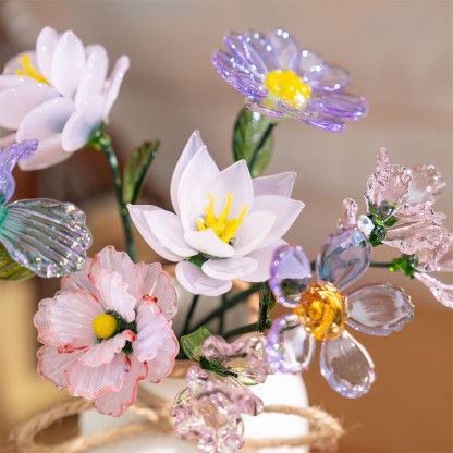 Personalized Handmade Glass Birth Month Flower Bouquet Set Mother's Day Gift FHC51084