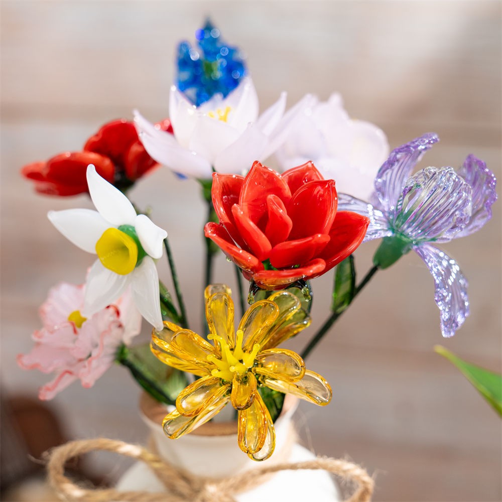 Personalized Mama's Garden Birth Flower Vase With Children Name For Mother's Day Gift(With Glass Flowers) FHC51045