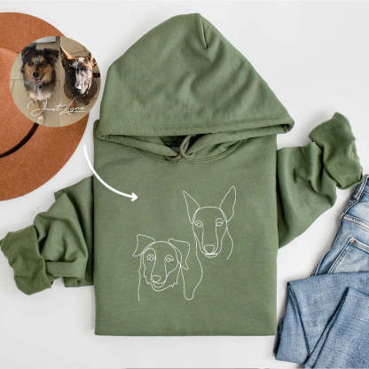 Personalized Embroidered Pet Outline Hoodie