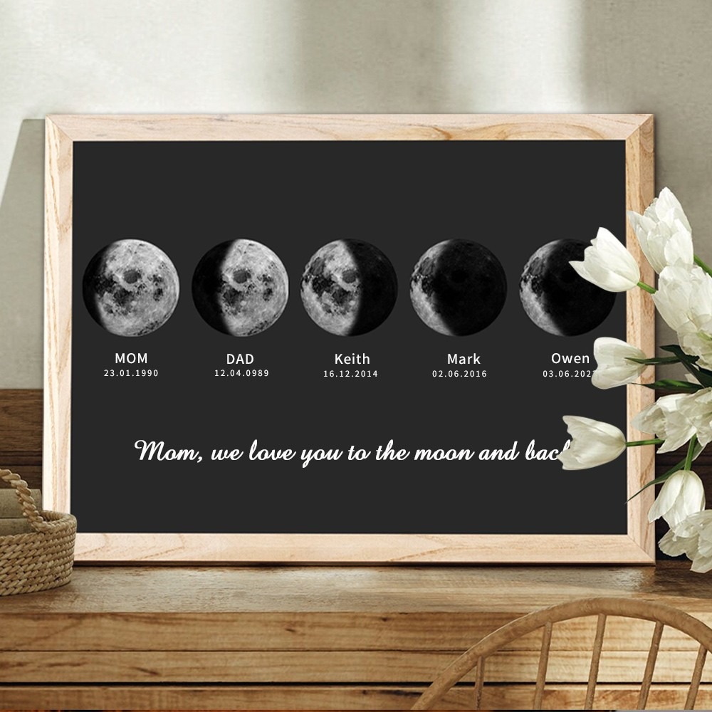 Personalized Moon Phase Wood Frame Family Mother's Day Keepsake Gifts FHC51015