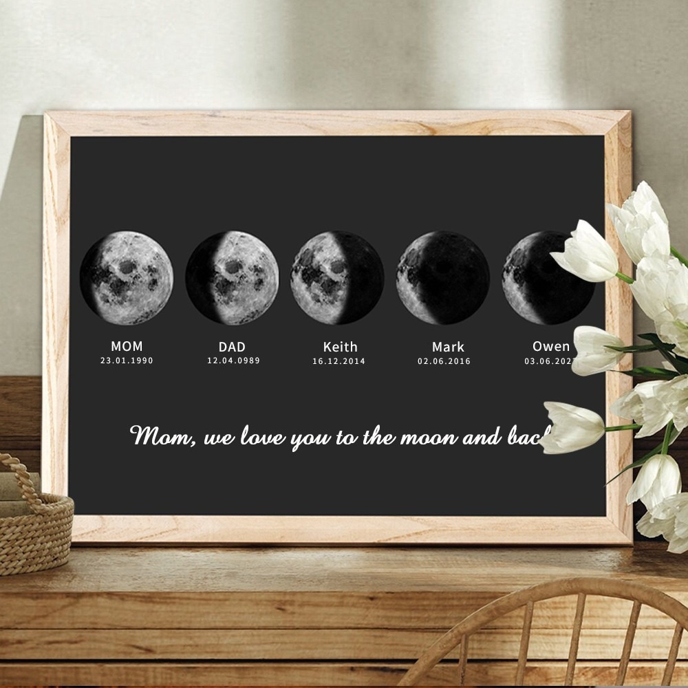 Personalized Moon Phase Wood Frame Family Mother's Day Keepsake Gifts FHC51015