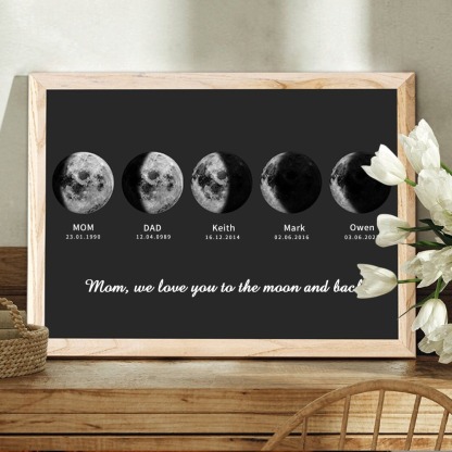 Personalized Moon Phase Wood Frame Family Mother's Day Keepsake Gifts FHC51015