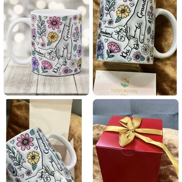 Mama's Holding Hands Hand Mug Personalized Holding Nana's Hand Mug for Mother's Day HCMD0284	 Mama's Holding Hands Hand Mug Personalized Holding Nana's Hand Mug for Mother's Day HCMD0284