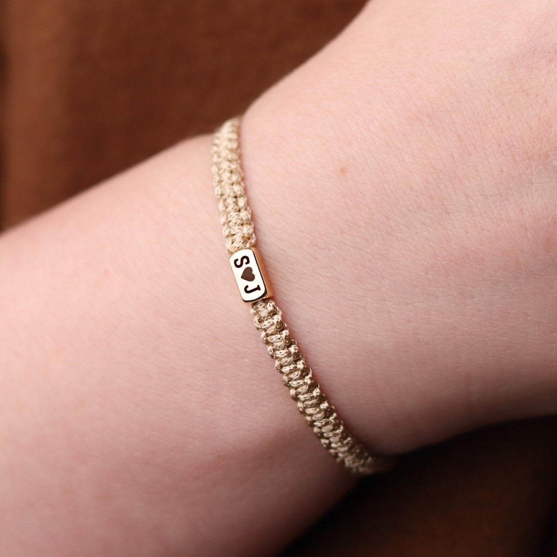 Custom 2 Pieces Initials Engraved Bracelet with Heart Matching Jewelry for Couples Valentine's Day Gift