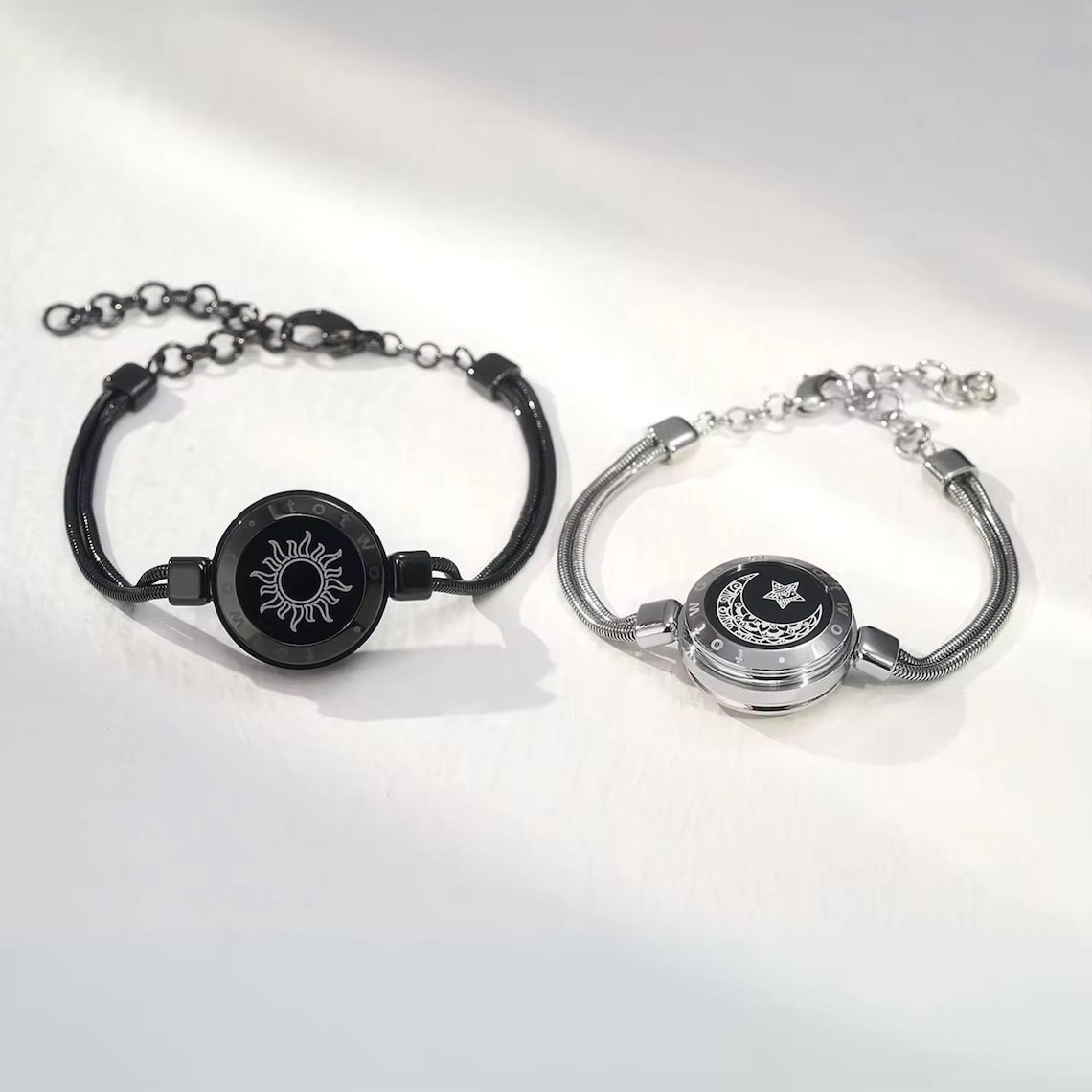 Long Distance Relationship Bracelet for Couples Sun & Moon Vibration Bracelets Valentine's Day Gift
