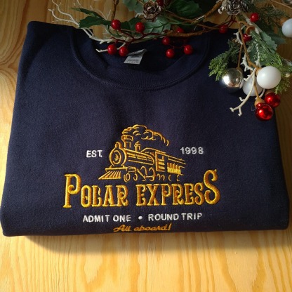 Polar Express Christmas Sweatshirt Christmas Embroidered Sweatshirt HCMD0360