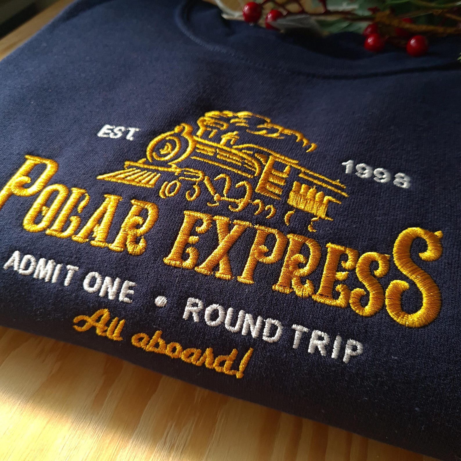 Polar Express Christmas Sweatshirt Christmas Embroidered Sweatshirt HCMD0360