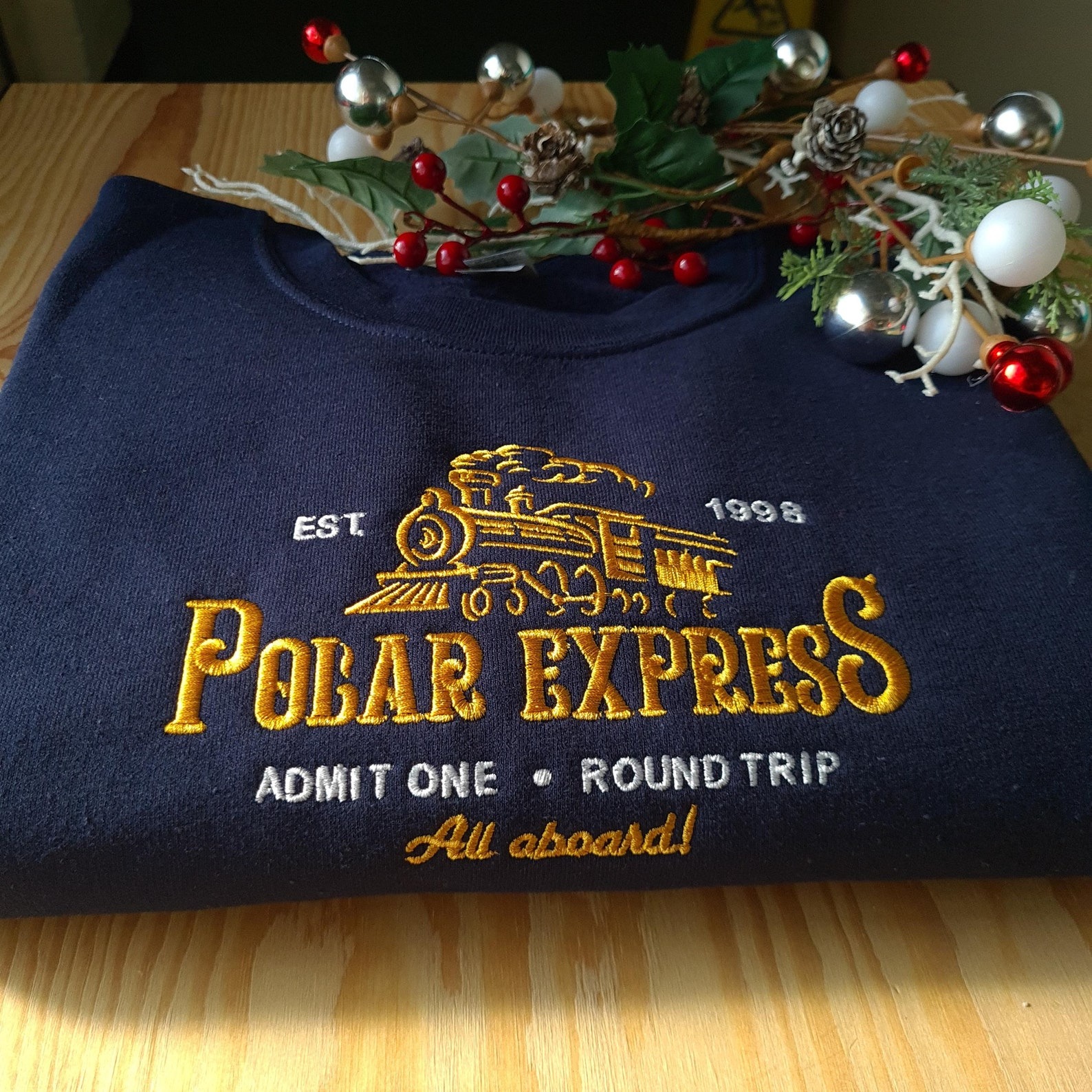 Polar Express Christmas Sweatshirt Christmas Embroidered Sweatshirt HCMD0360