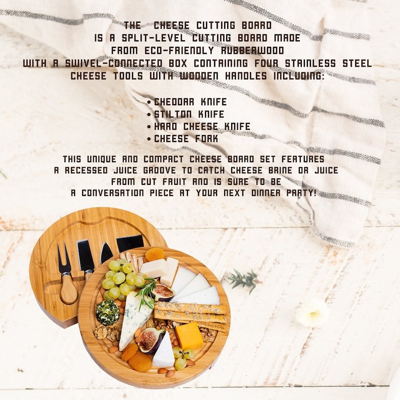 Round Personalized Charcuterie Board Set/4pcs Cheese Board And Knife Set FHC51119