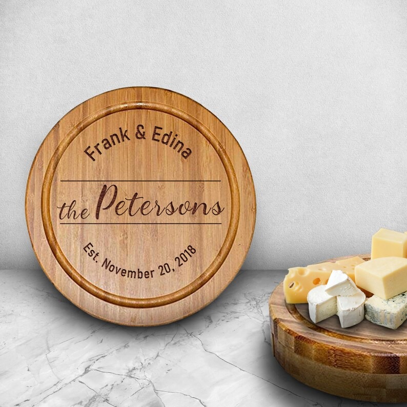 Round Personalized Charcuterie Board Set/4pcs Cheese Board And Knife Set FHC51119