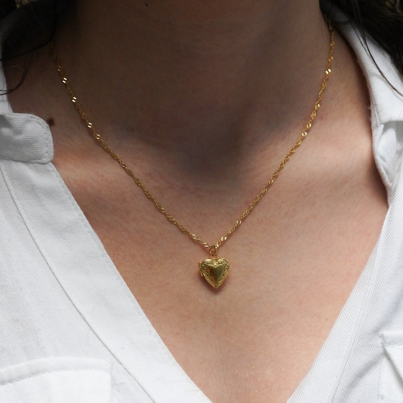 Heart Locket Necklace with Photo Vintage Locket Necklace FHC51115