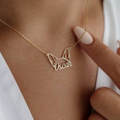 Personalized Dog Ears Necklace Custom Pet Jewelry Gift for Her