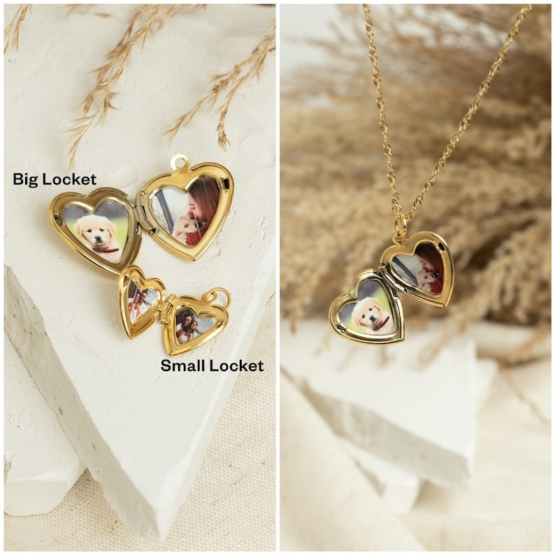 Heart Locket Necklace with Photo Vintage Locket Necklace FHC51115