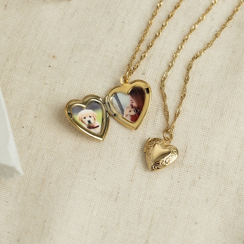 Heart Locket Necklace with Photo Vintage Locket Necklace FHC51115