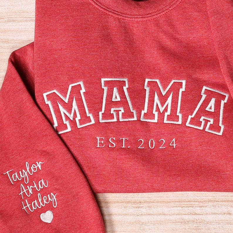 Personalized Mama Embroidered Sweatshirt With Date and Name Mother's Day Gift HCMD0262